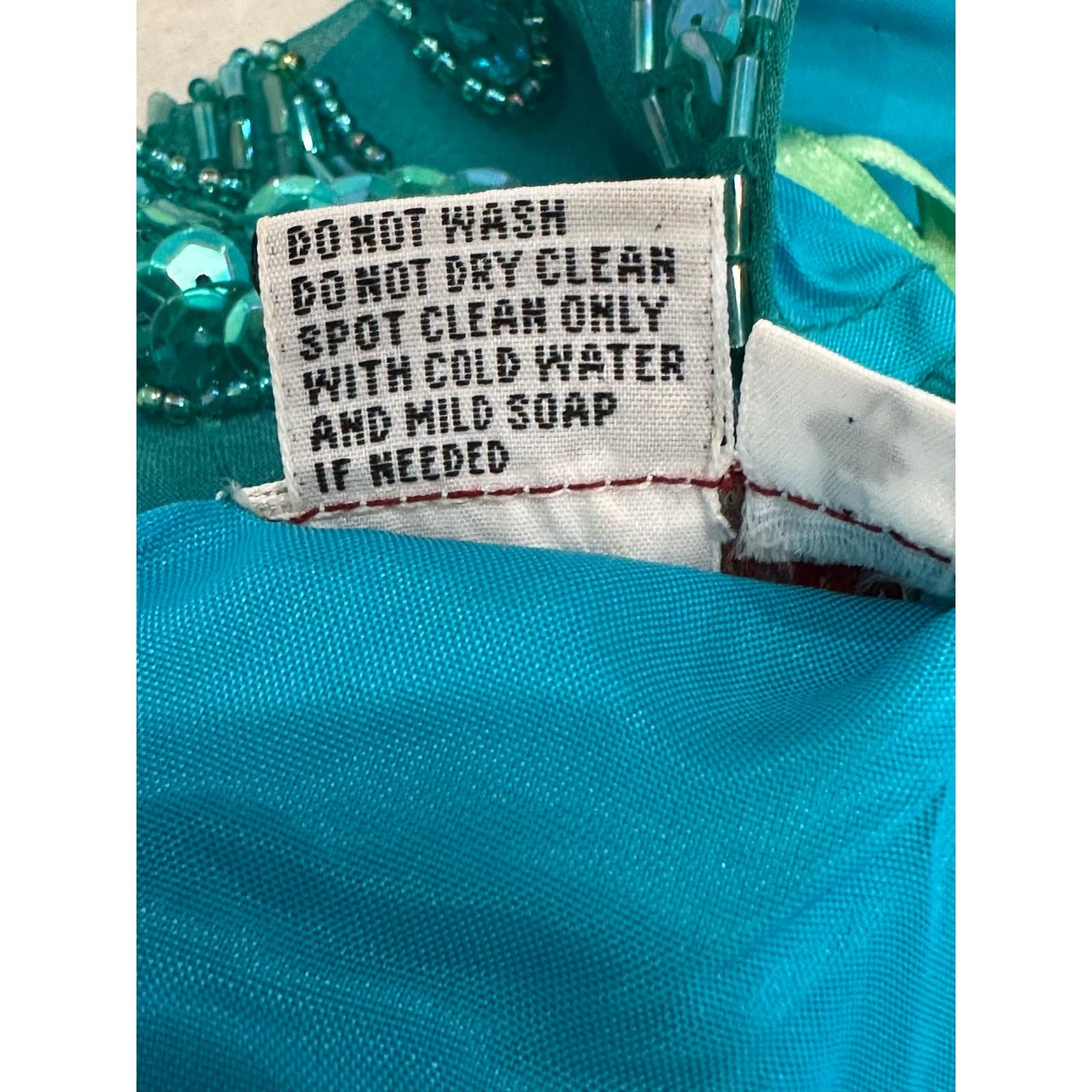 Nadine Boutique Vintage 100% Silk Hand Beaded Turquoise Green Cocktail Dress-M - Thumbnail 14