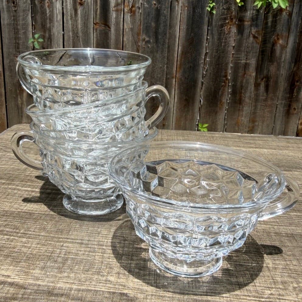 Fostoria 'American' Clear Glass Footed Vintage Coffee Punch Cups-Set of 4 - Thumbnail 8
