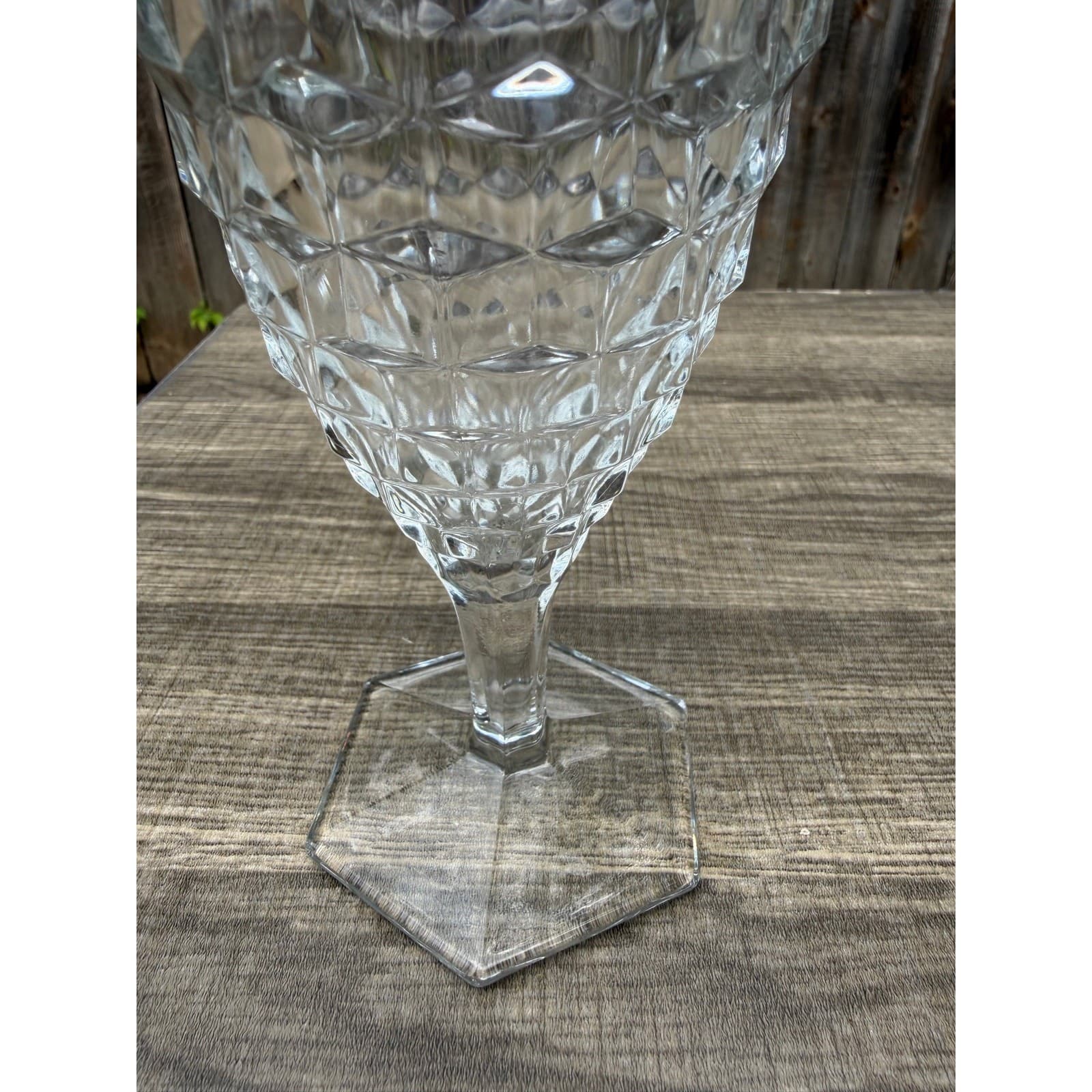 Fostoria 'American' Clear Glass 6 7/8" Vintage Hex Foot Water Goblets-Set of 3 - Thumbnail 6