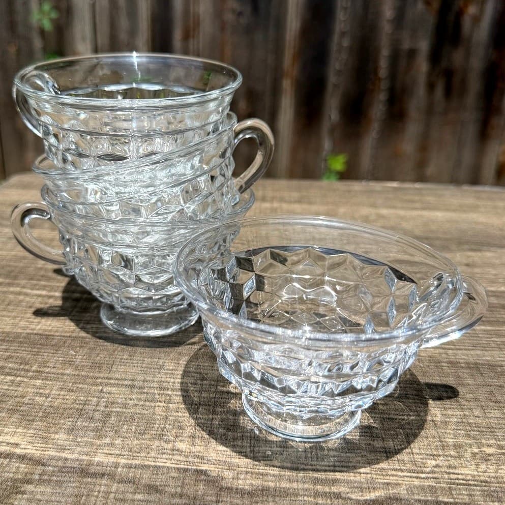 Fostoria 'American' Clear Glass Footed Vintage Coffee Punch Cups-Set of 4 - Thumbnail 10