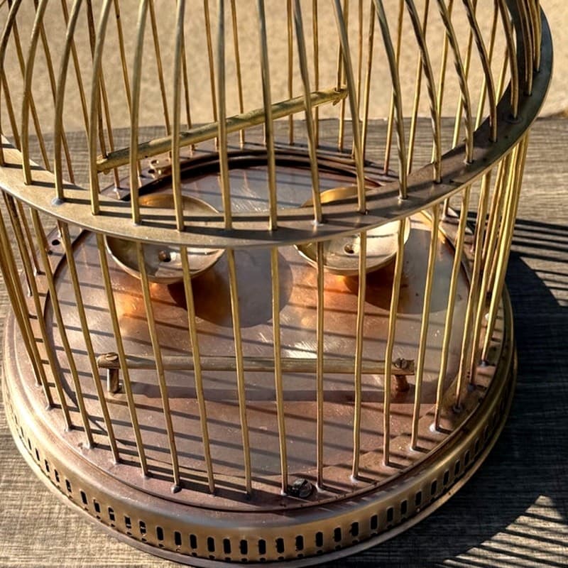 Solid Brass Vintage Mid-Century Domed 16 x 12 Hanging Birdcage Boho Chic Decor - Thumbnail 13