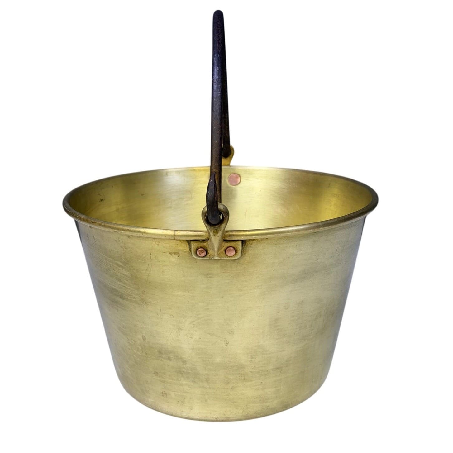 Antique Brass Coal Bucket Fireplace Ash Pail w Iron Handle Vintage Rustic Decor - Thumbnail 2