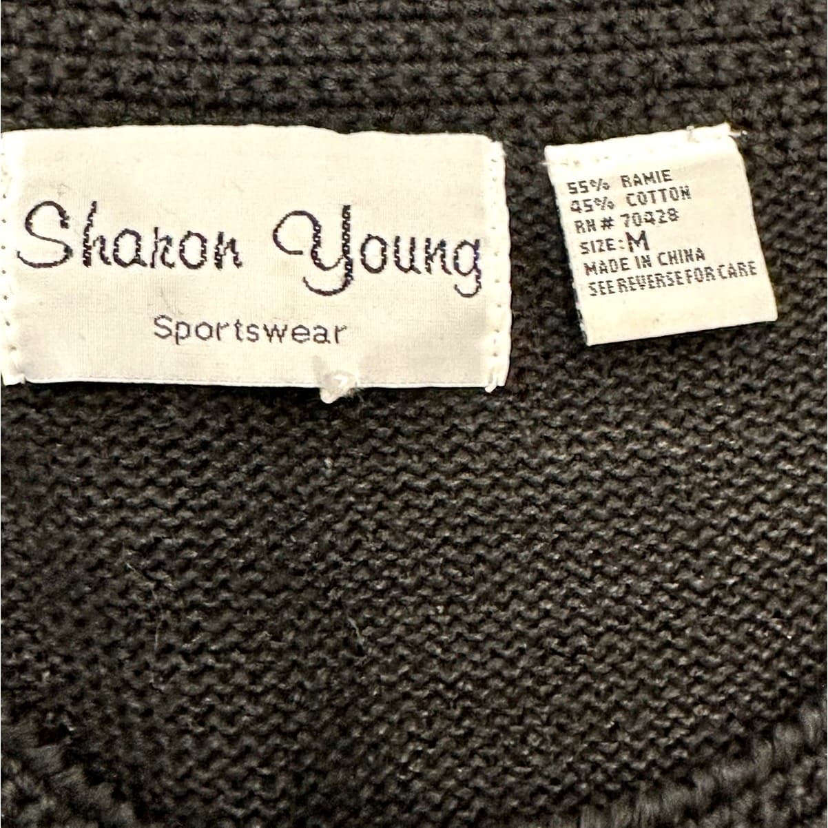 Sharon Young Vintage Cross Stitch & Beaded Black Woven Vest Women's Size Medium - Thumbnail 4