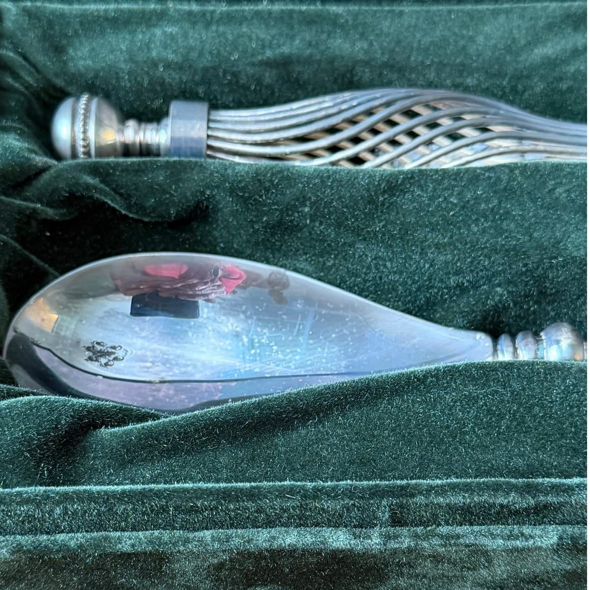 Neiman Marcus Silverplate Salad Serving Set Openwork Handles + Presentation Box - Thumbnail 6