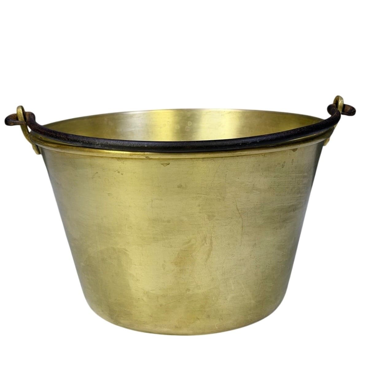 Antique Brass Coal Bucket Fireplace Ash Pail w Iron Handle Vintage Rustic Decor - Thumbnail 8