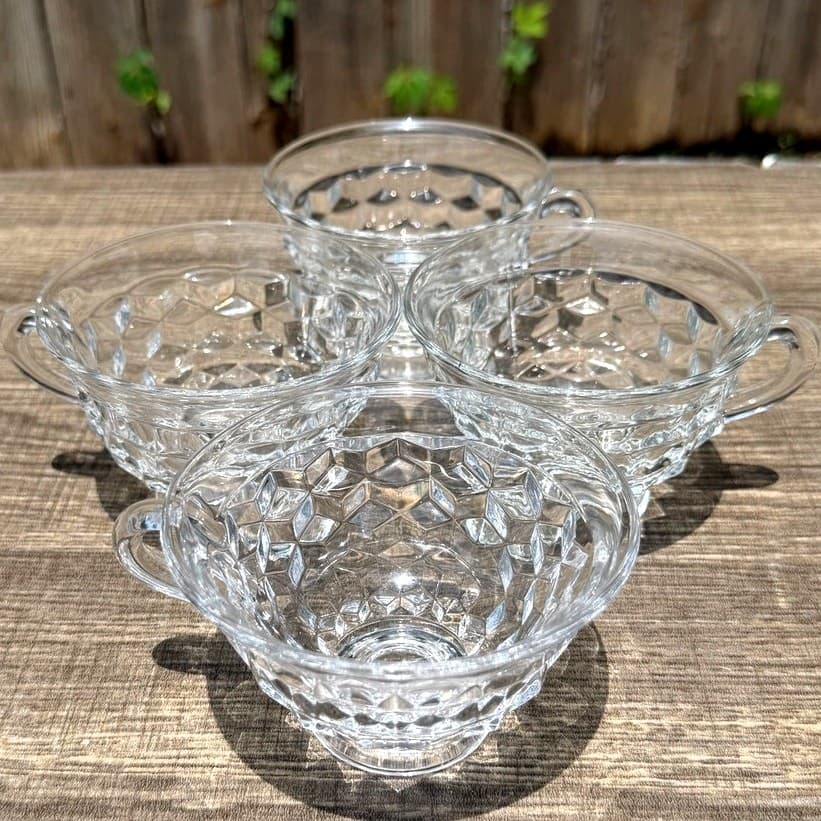 Fostoria 'American' Clear Glass Footed Vintage Coffee Punch Cups-Set of 4