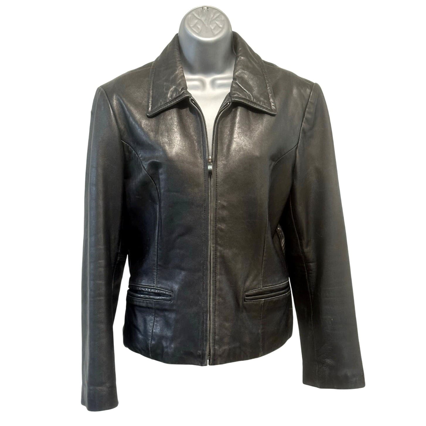 'Katiana Couture' Soft Luxurious Black Leather Jacket Italy Design, Medium