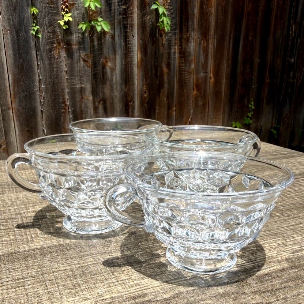 Fostoria 'American' Clear Glass Footed Vintage Coffee Punch Cups-Set of 4 - Thumbnail 6