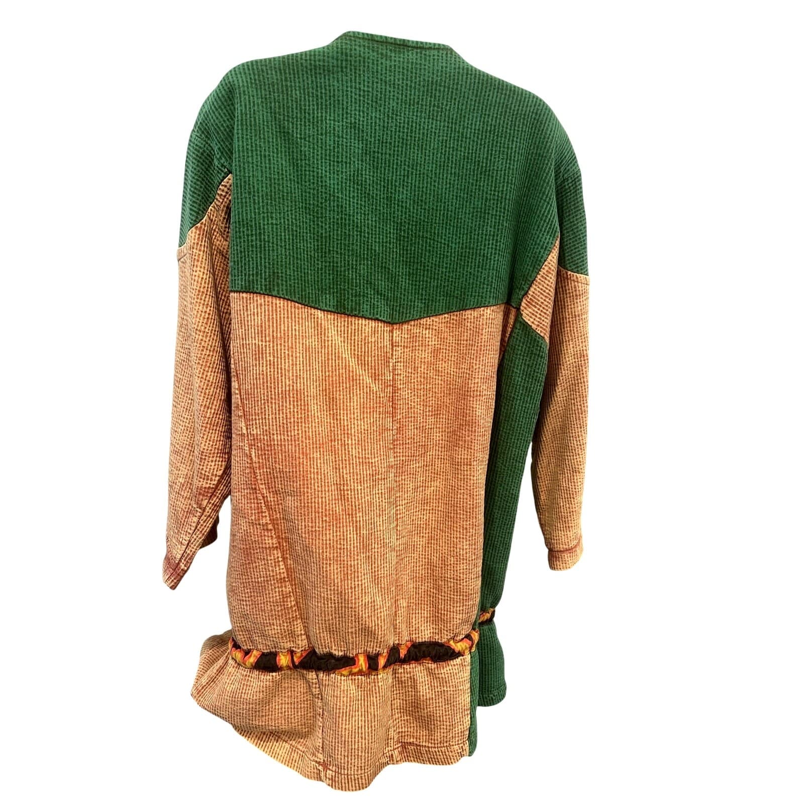 Asian inspired Oversized Vintage Retro 80s Textured Colorful Patchwork Jacket-L - Thumbnail 3