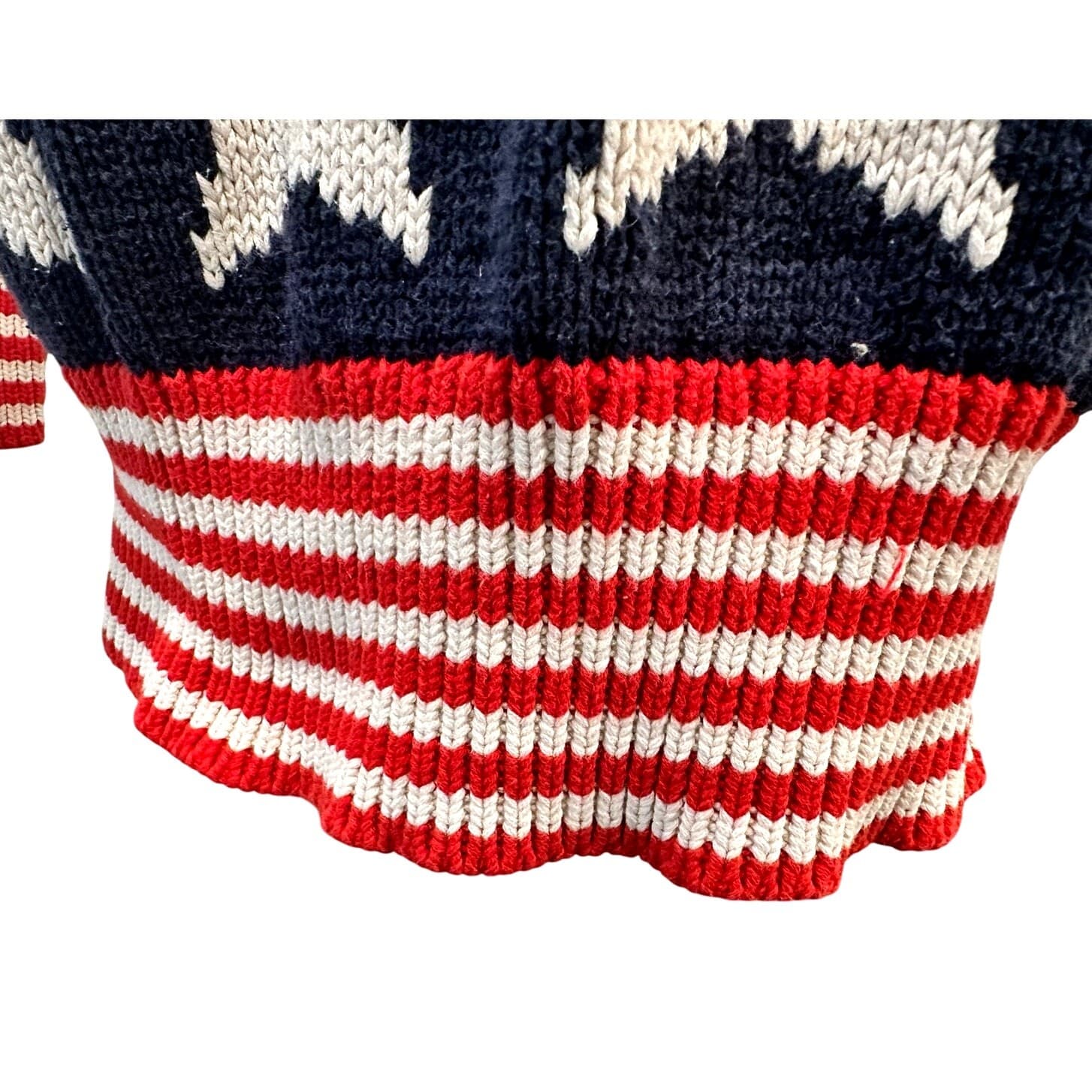 Perry Ellis Vintage 1980s American Flag Intarsia Knit Evil Knievel Levis Sweater - Thumbnail 7