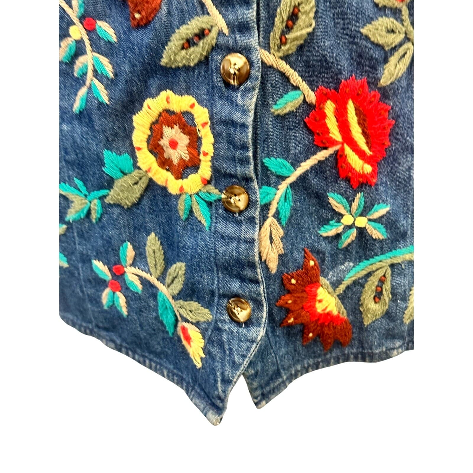 Carroll Reed Vintage Embroidered Denim Vest Women's Size 8-Excellent - Thumbnail 6