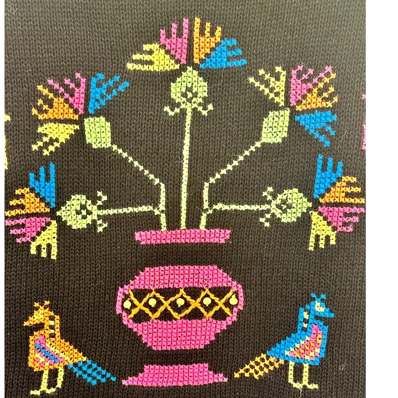 Sharon Young Vintage Cross Stitch & Beaded Black Woven Vest Women's Size Medium - Thumbnail 8
