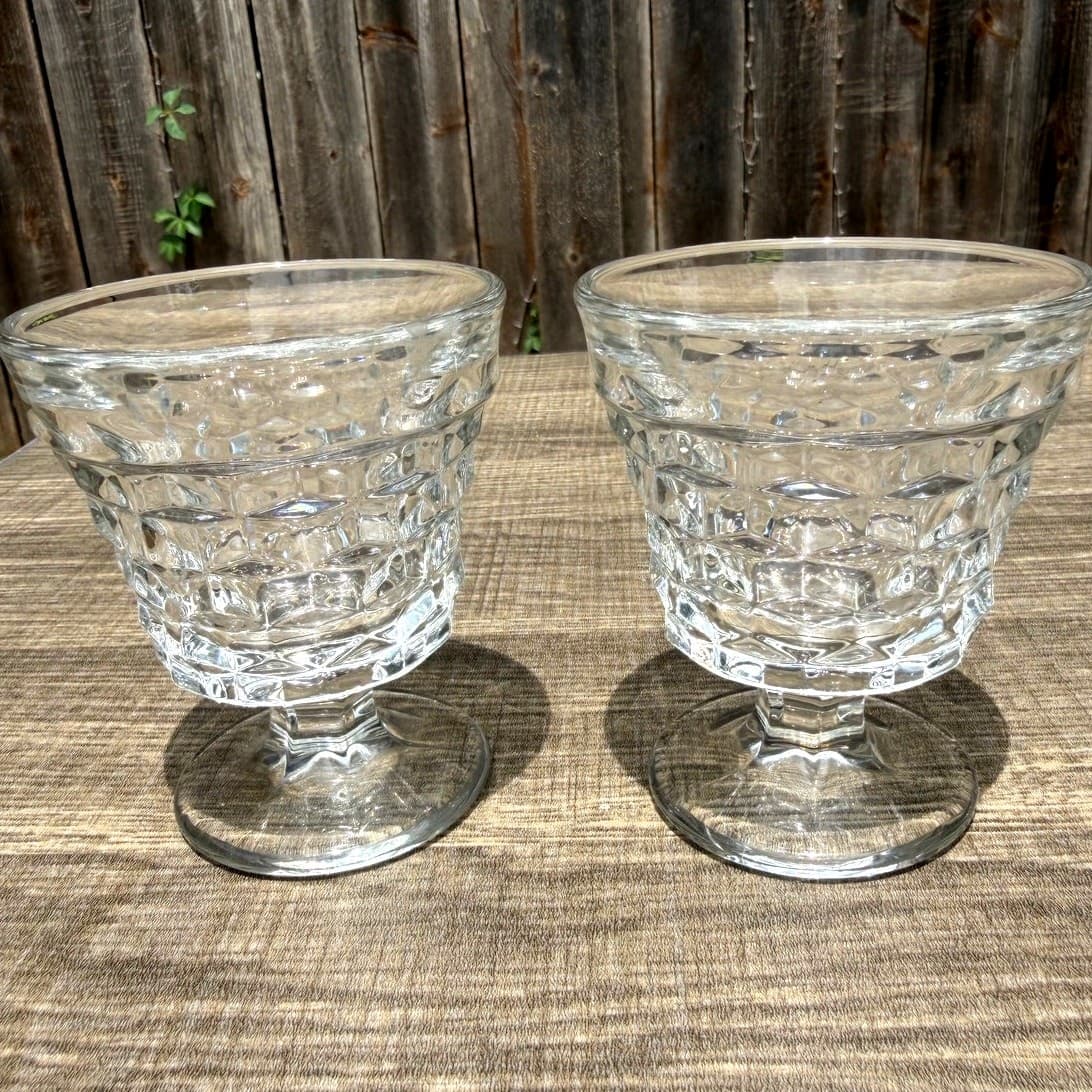Fostoria 'American' Vintage Clear Glass Oyster/Fruit Cocktail Cups-Set of 2