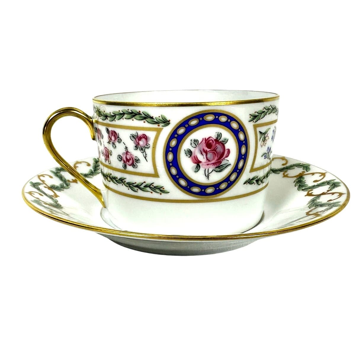 Haviland Limoges "Louveciennes" Flat Cups/Saucers-Set of 5-France-Pristine Mint! - Thumbnail 5