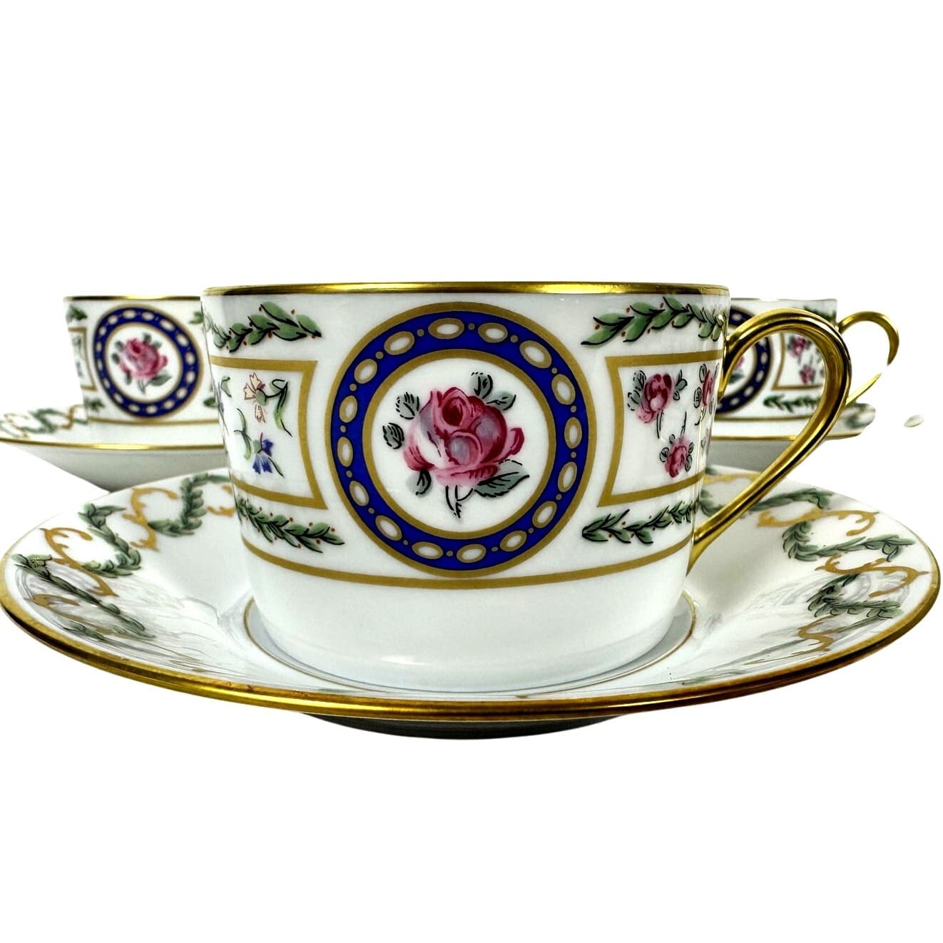 Haviland Limoges "Louveciennes" Flat Cups/Saucers-Set of 5-France-Pristine Mint! - Thumbnail 3