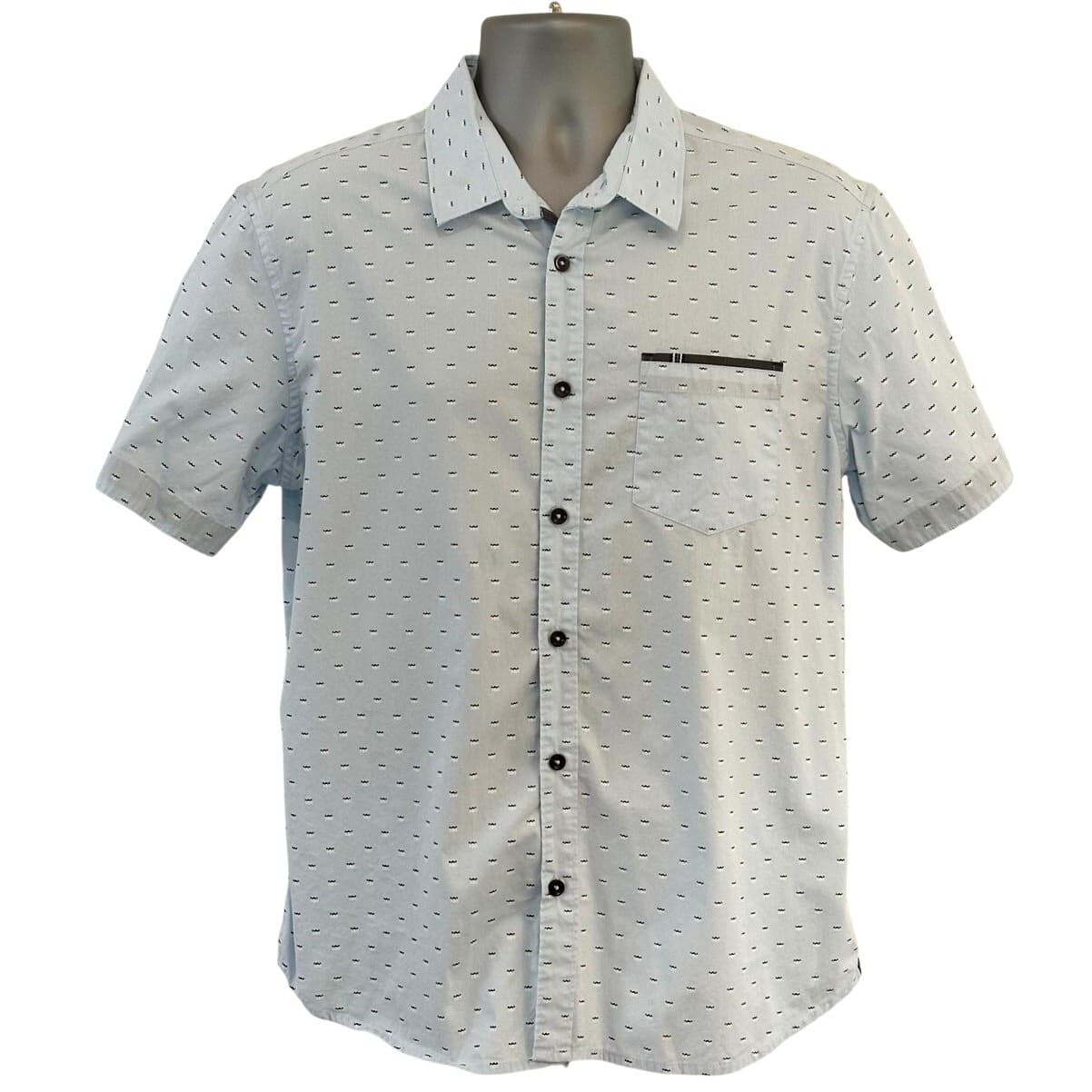 Level Ten Mensmodern Blue Short Sleeve Button Down Shirt Excellent