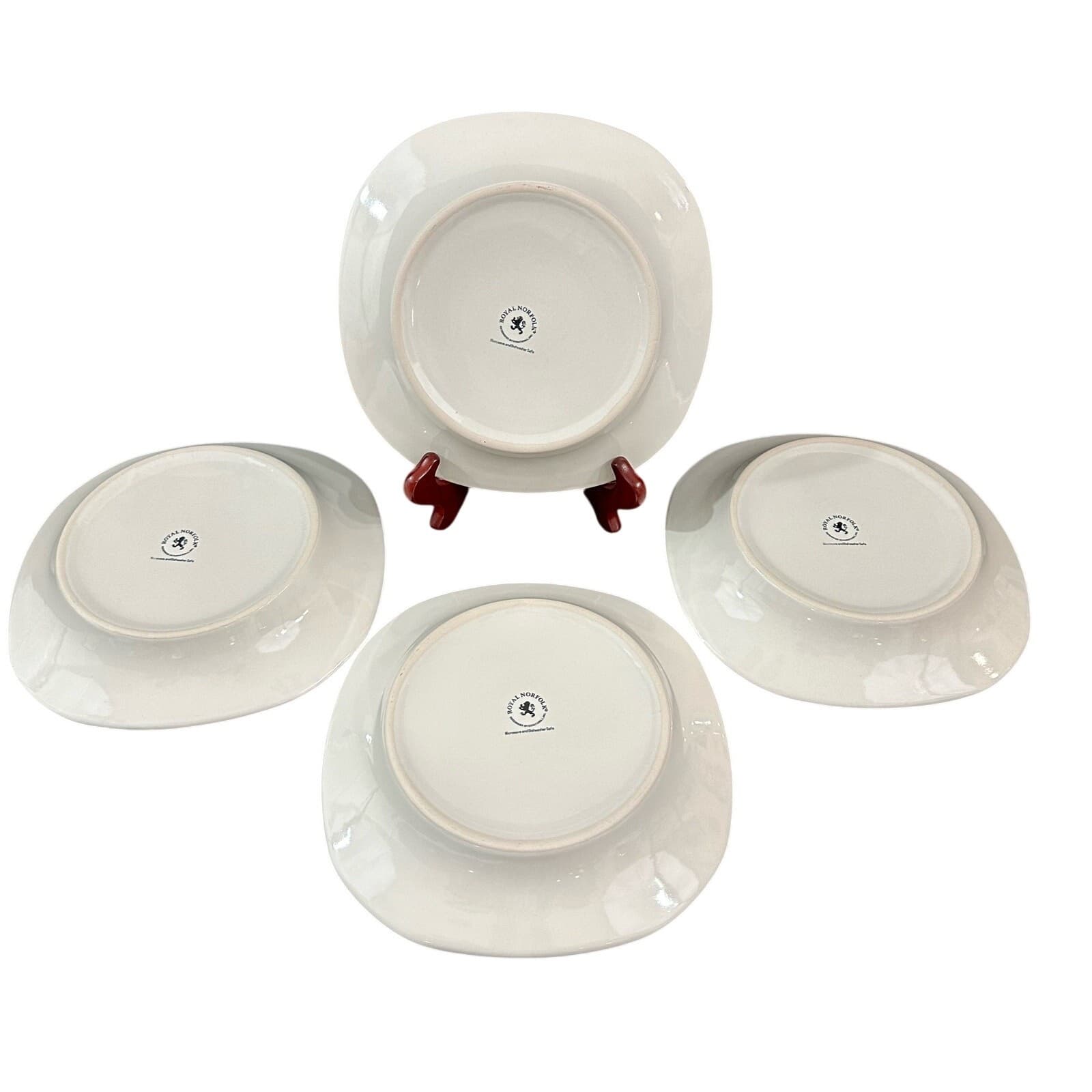 Royal Norfolk Contemporary White Stoneware 8-3/4" Square Salad Plates Set of 4 - Thumbnail 3
