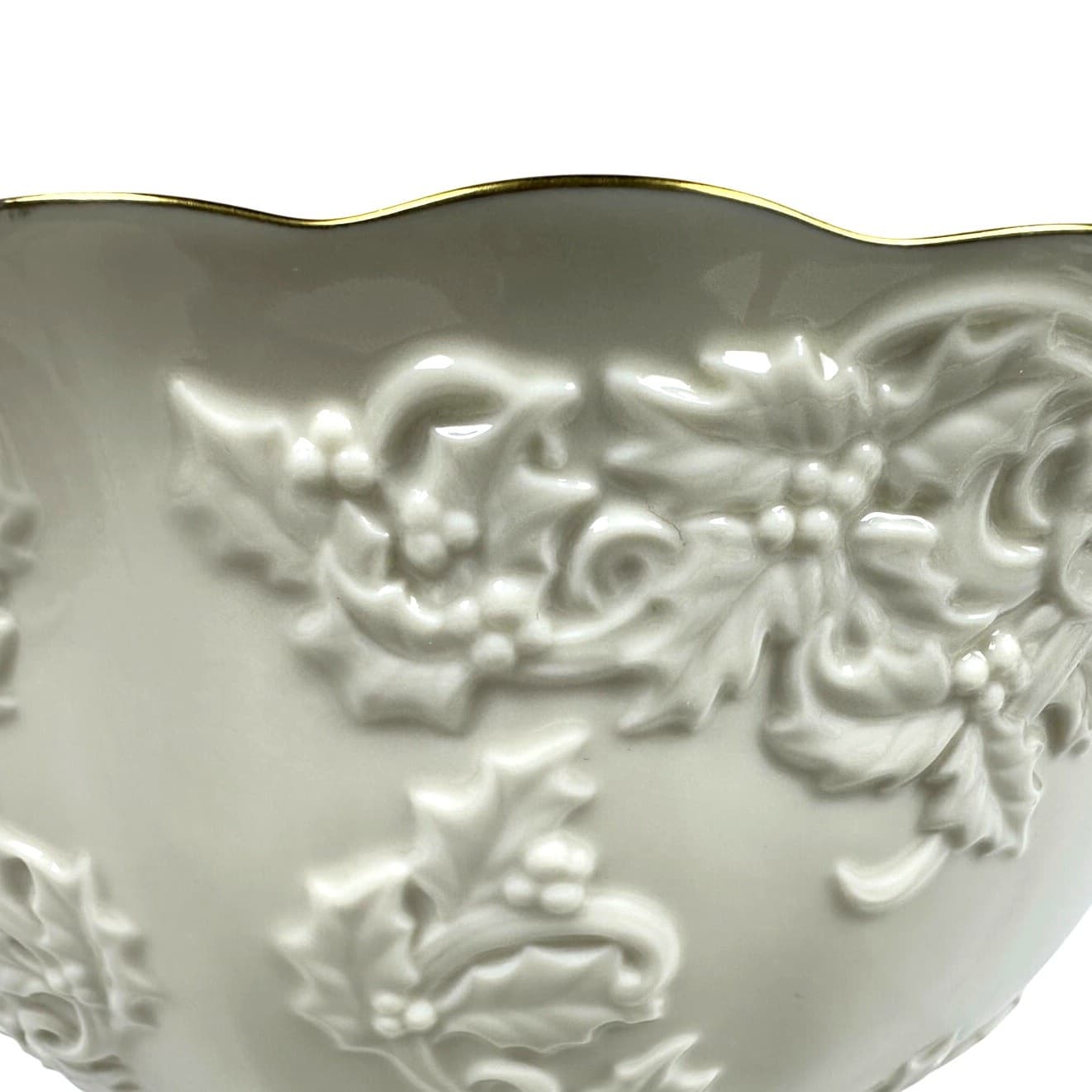 Lenox Holiday Hostess Collection Ivory Gold Rim Centerpiece 12.5"Punch Bowl-Mint - Thumbnail 6