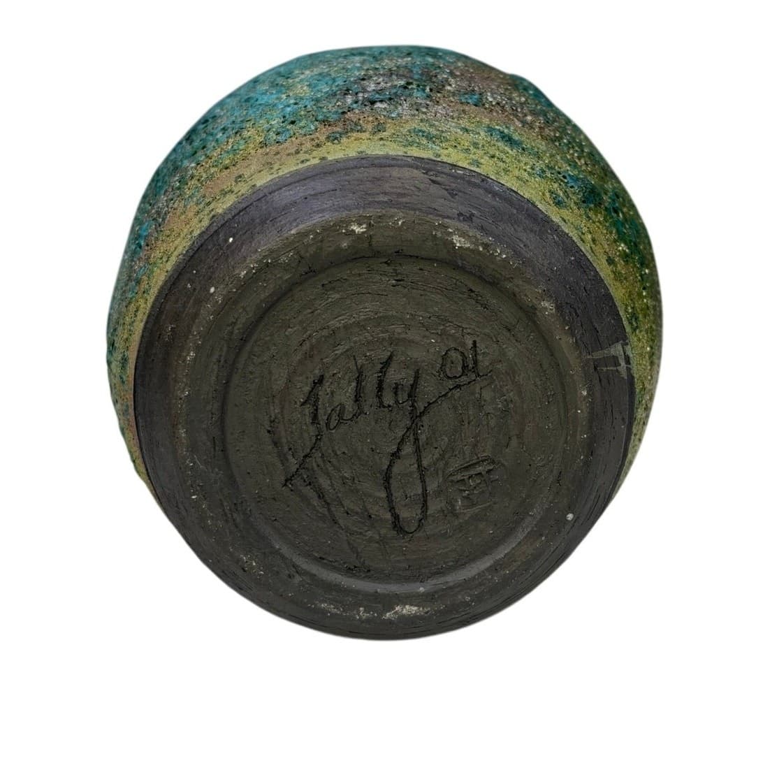 Signed Trent Tally Pottery Vase Clay Art Works Lava Glaze Textured Ceramic 8.5" - Thumbnail 5