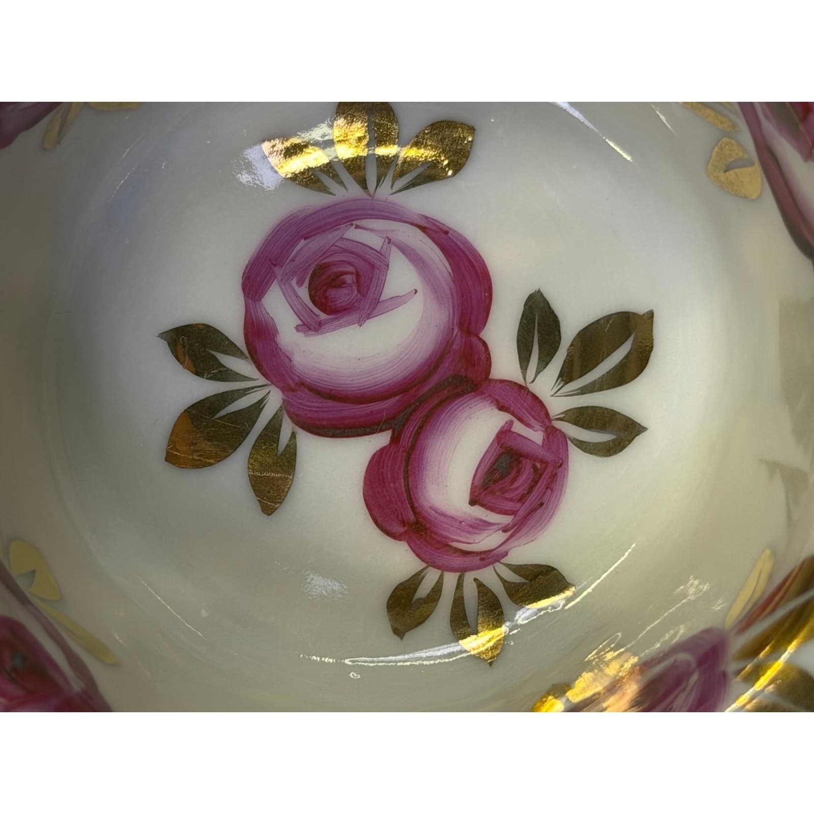 Antique Porcelain 4" Dip Bowls Cobalt Blue Gold Gilt Hand Painted Roses-Set of 5 - Thumbnail 5