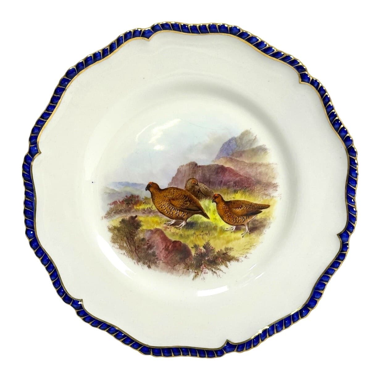Antique Royal Worcester 1898 George Johnson Hand Painted Game Bird China-17 Pcs - Thumbnail 14