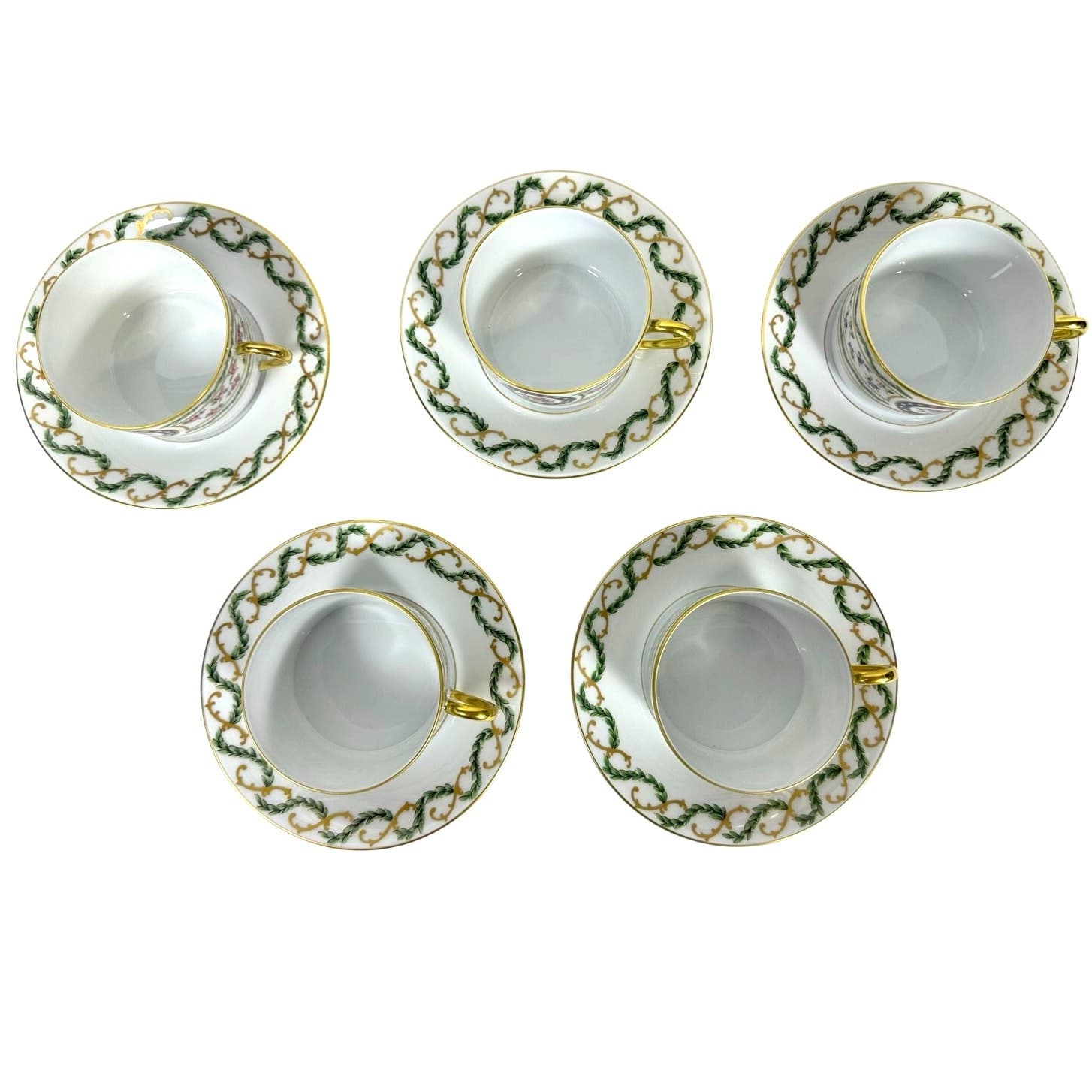 Haviland Limoges "Louveciennes" Flat Cups/Saucers-Set of 5-France-Pristine Mint! - Thumbnail 4