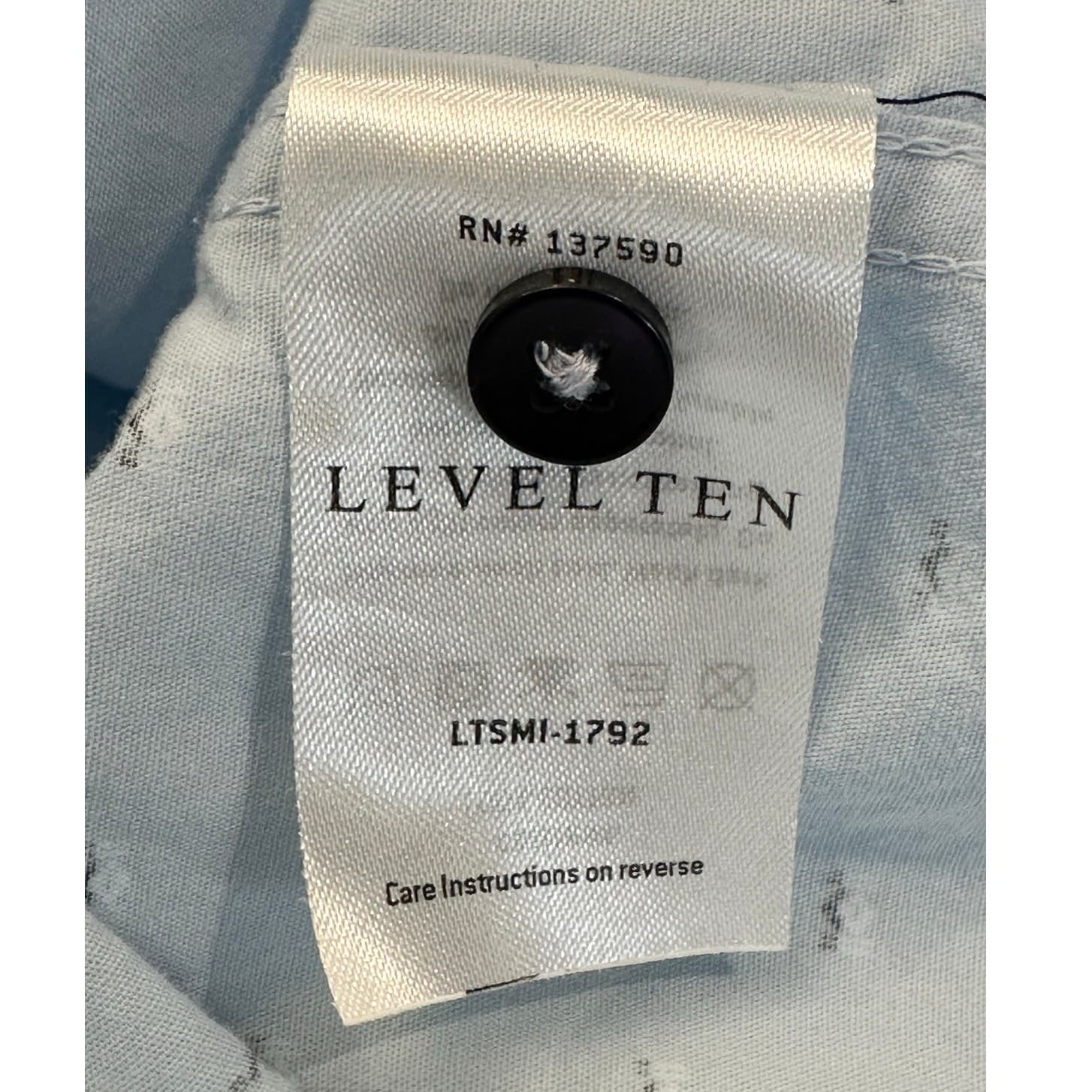 Level Ten Mensmodern Blue Short Sleeve Button Down Shirt Excellent - Thumbnail 8