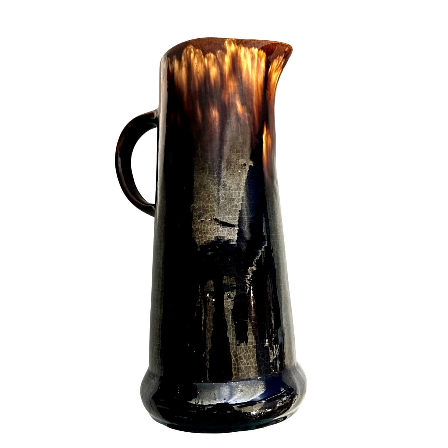 Antique Bennington Rockingham Tall Earthenware Pottery Pitcher-Excellent! - Thumbnail 5