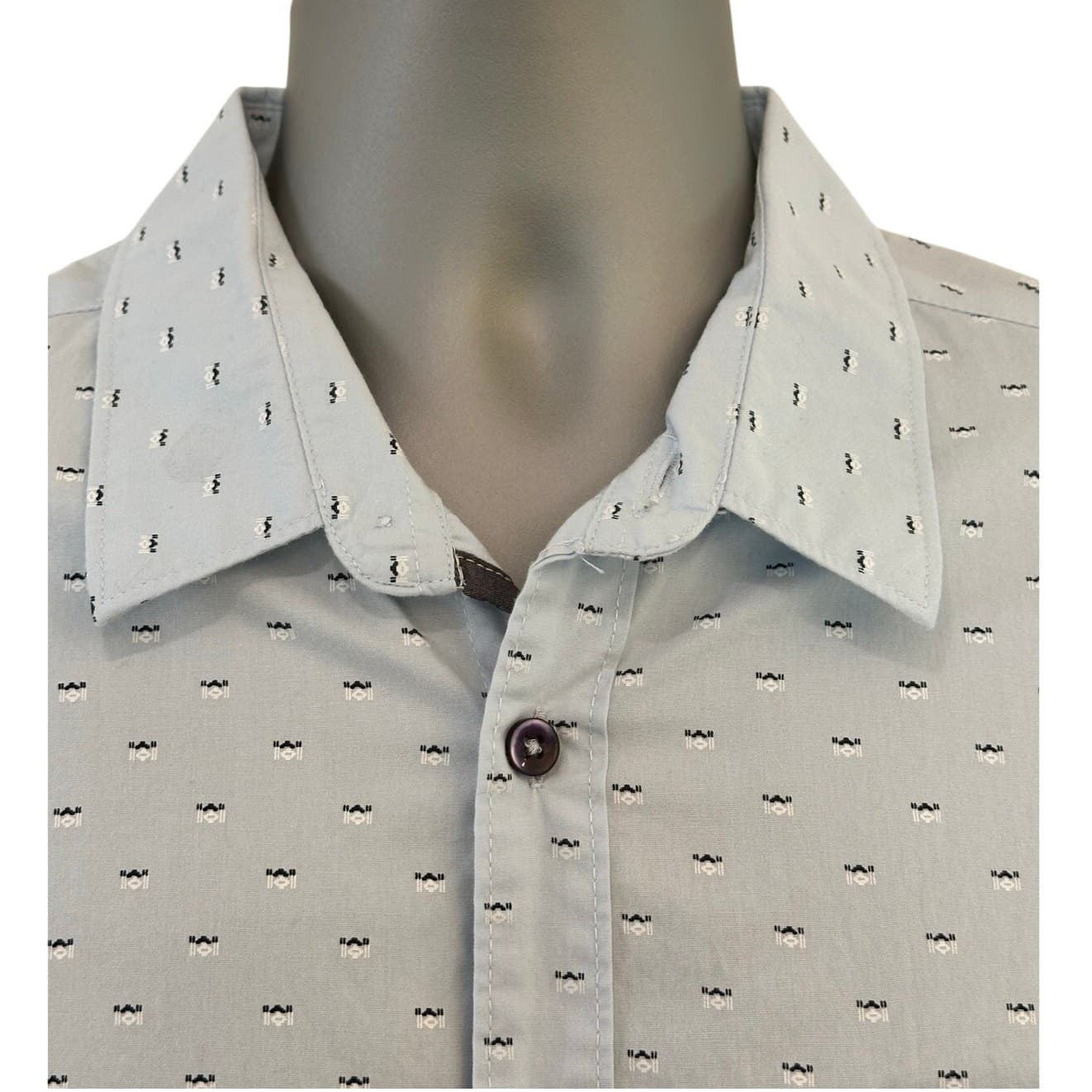 Level Ten Mensmodern Blue Short Sleeve Button Down Shirt Excellent - Thumbnail 3