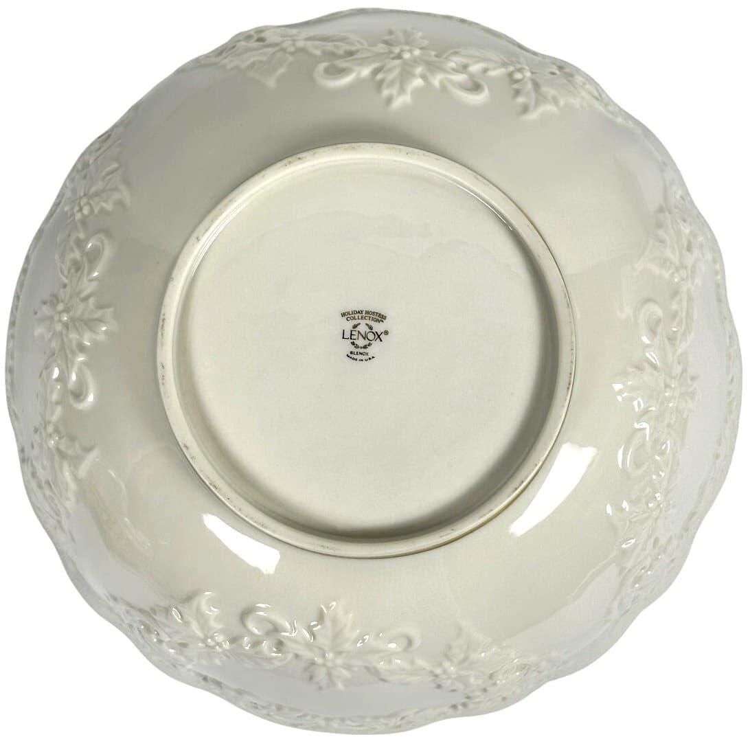 Lenox Holiday Hostess Collection Ivory Gold Rim Centerpiece 12.5"Punch Bowl-Mint - Thumbnail 4