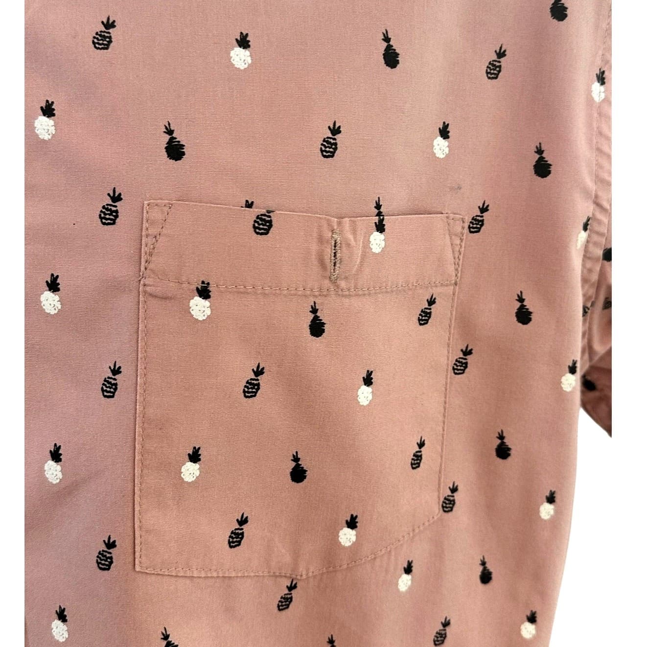 Sunrise Kingdom Men’s Pink & Pineapple Button Down Shirt Men's Size L Excellent - Thumbnail 5