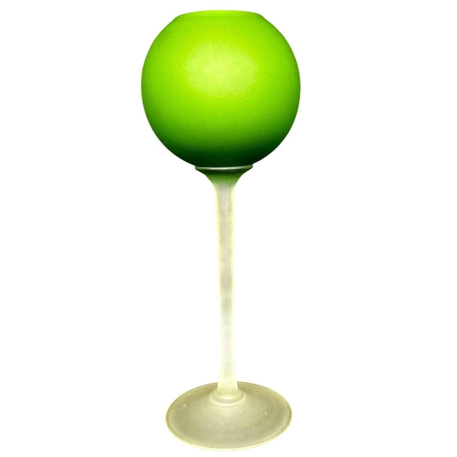 Murano Carlo Moretti 1960s Satinato Handblown Green Stemmed Vase-10.5" H-Italy - Thumbnail 3