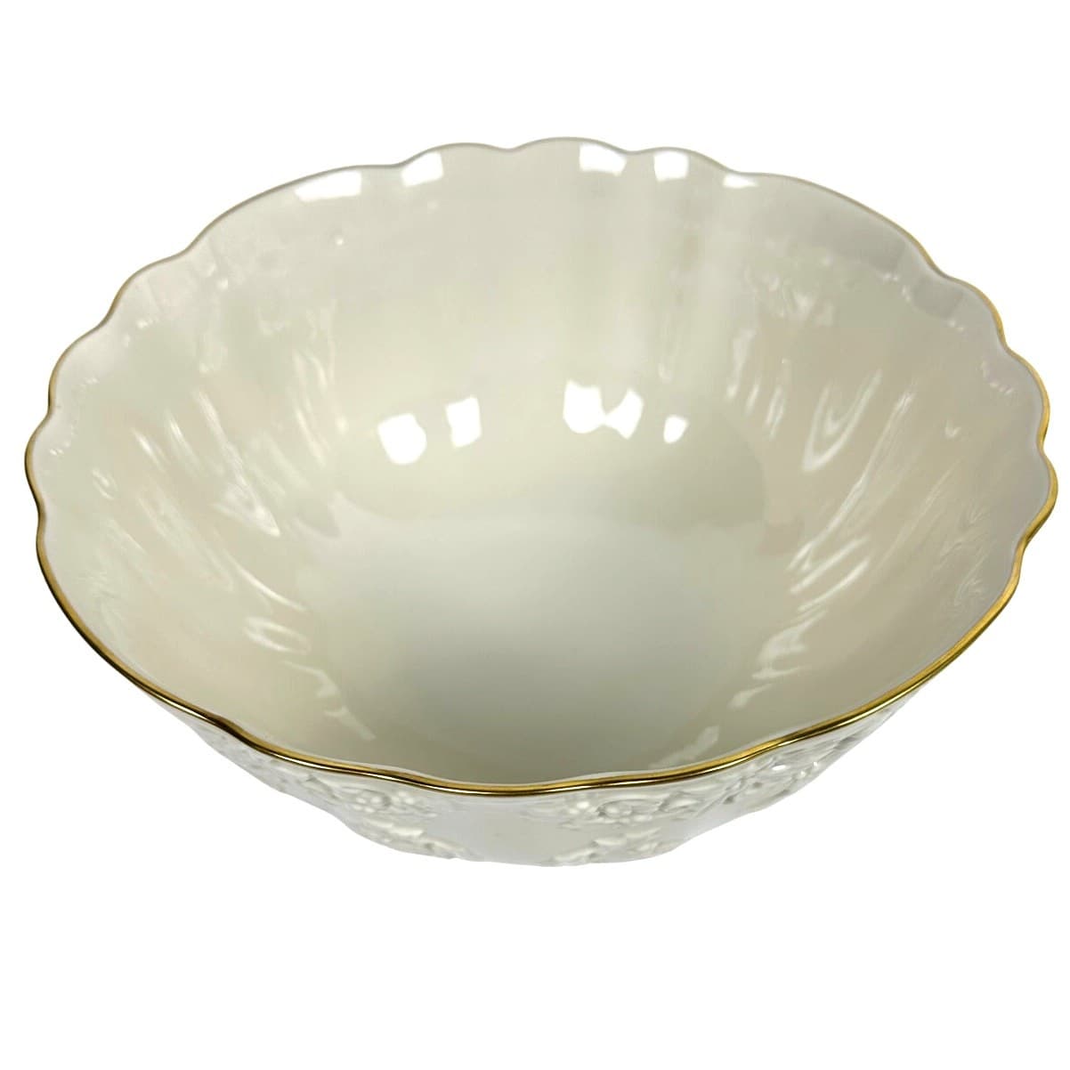 Lenox Holiday Hostess Collection Ivory Gold Rim Centerpiece 12.5"Punch Bowl-Mint - Thumbnail 2