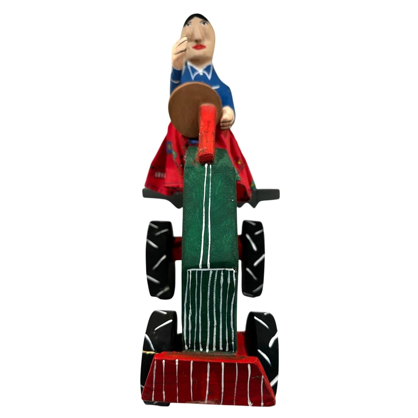 Delbert Buck Navajo Folk Art Wood Carving-Woman and John Deere Tractor-Signed - Thumbnail 5