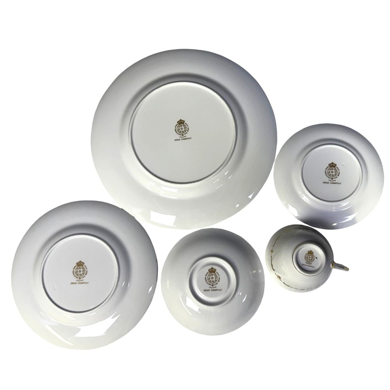 Royal Worcester Retired 'Gold Chantilly' Bone China 5-PC Place Setting-Exquisite - Thumbnail 5