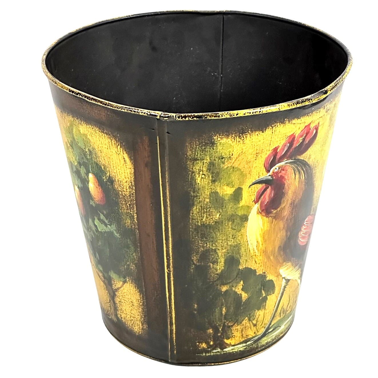 John Dunn Original 1999 Signed Tole Rooster/Gentleman Folk Art Sap Syrup Tin! - Thumbnail 5
