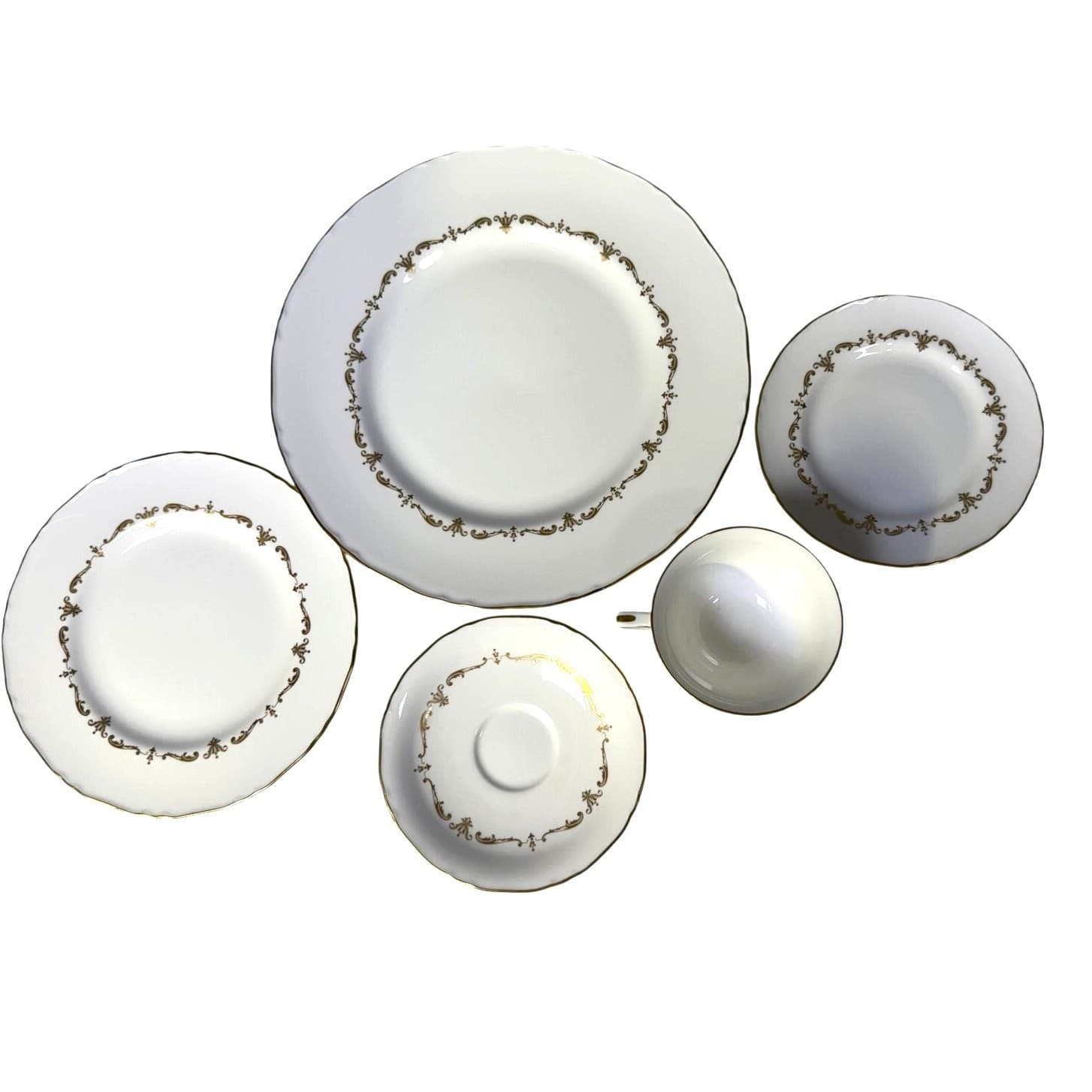 Royal Worcester Retired 'Gold Chantilly' Bone China 5-PC Place Setting-Exquisite - Thumbnail 3