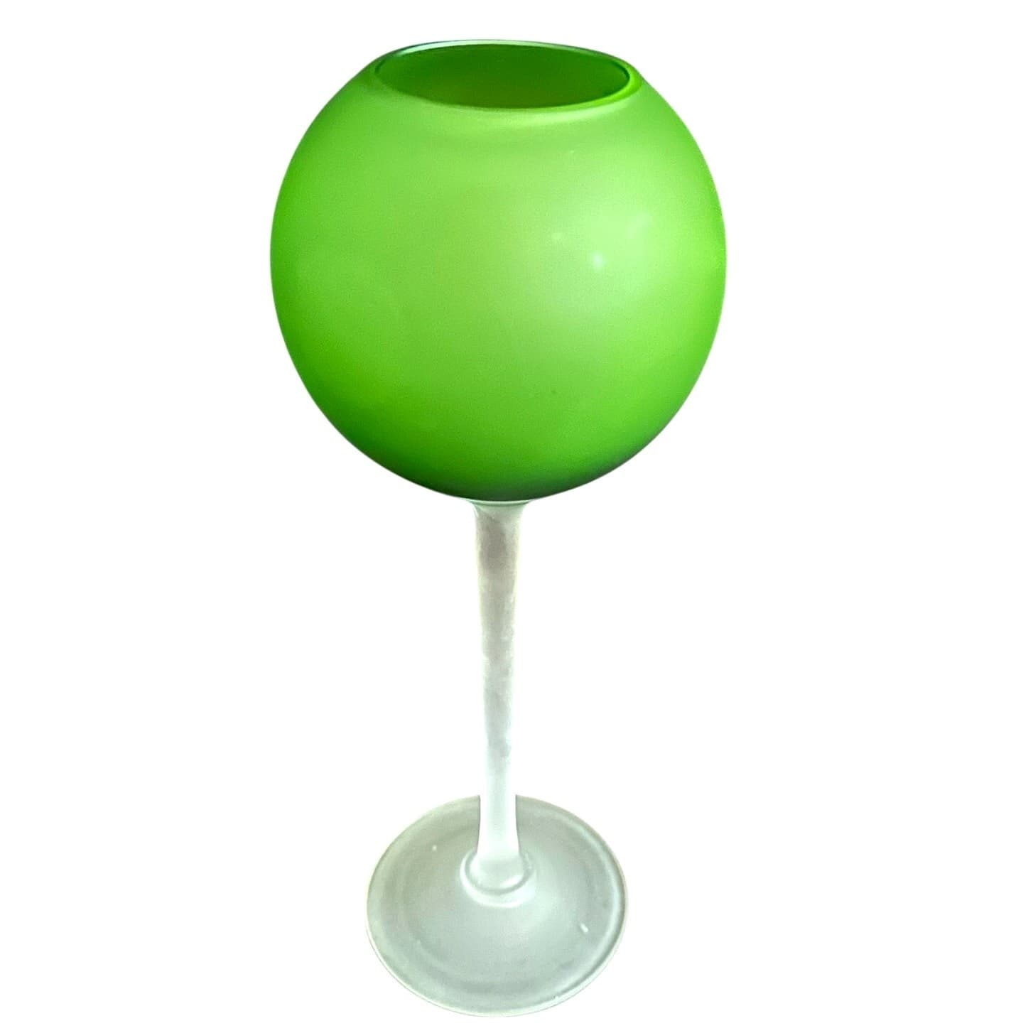 Murano Carlo Moretti 1960s Satinato Handblown Green Stemmed Vase-10.5" H-Italy - Thumbnail 2