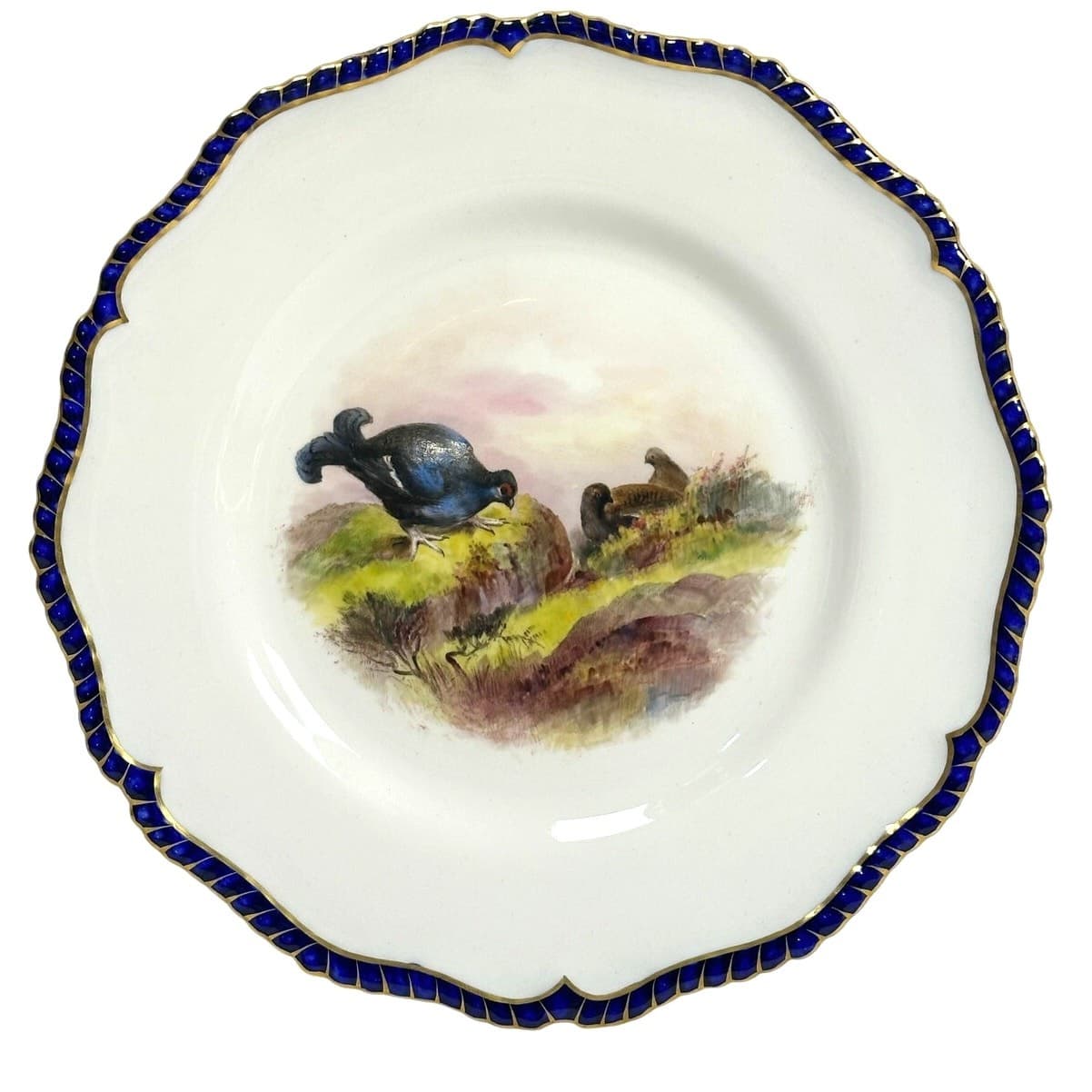 Antique Royal Worcester 1898 George Johnson Hand Painted Game Bird China-17 Pcs - Thumbnail 6