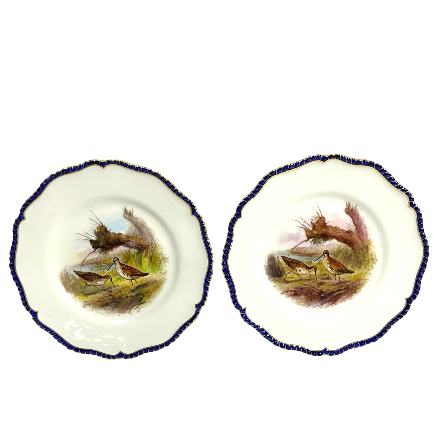 Antique Royal Worcester 1898 George Johnson Hand Painted Game Bird China-17 Pcs - Thumbnail 10