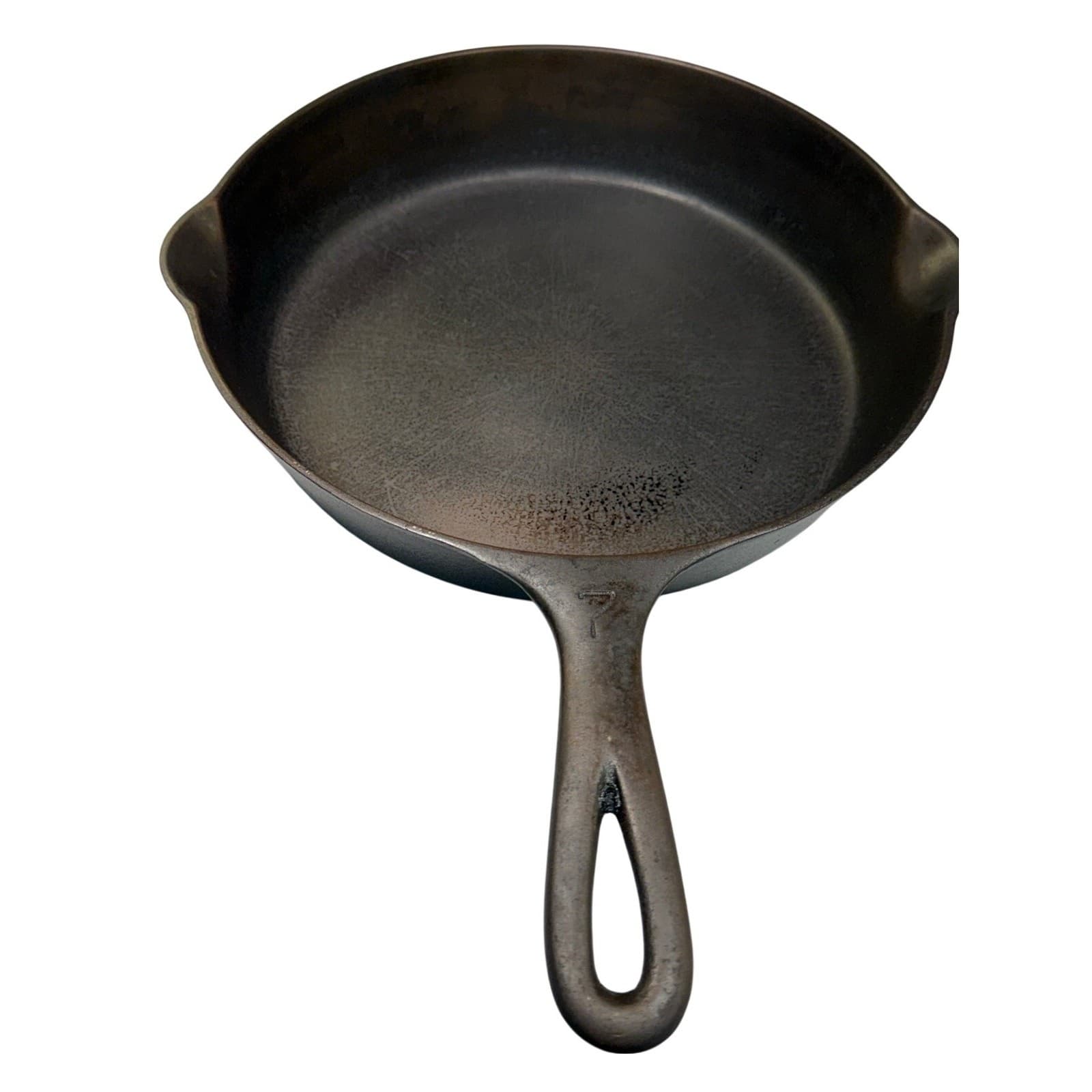Griswold #7 Vintage Cast Iron Skillet-Flat 701 Block Logo Erie PA Seasoned USA
