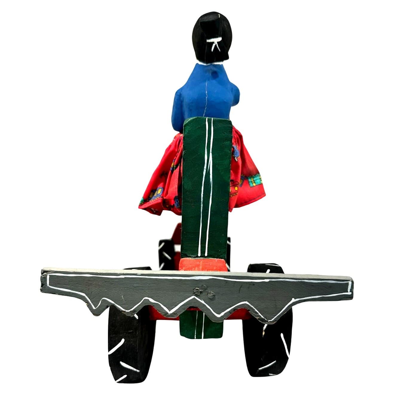 Delbert Buck Navajo Folk Art Wood Carving-Woman and John Deere Tractor-Signed - Thumbnail 9