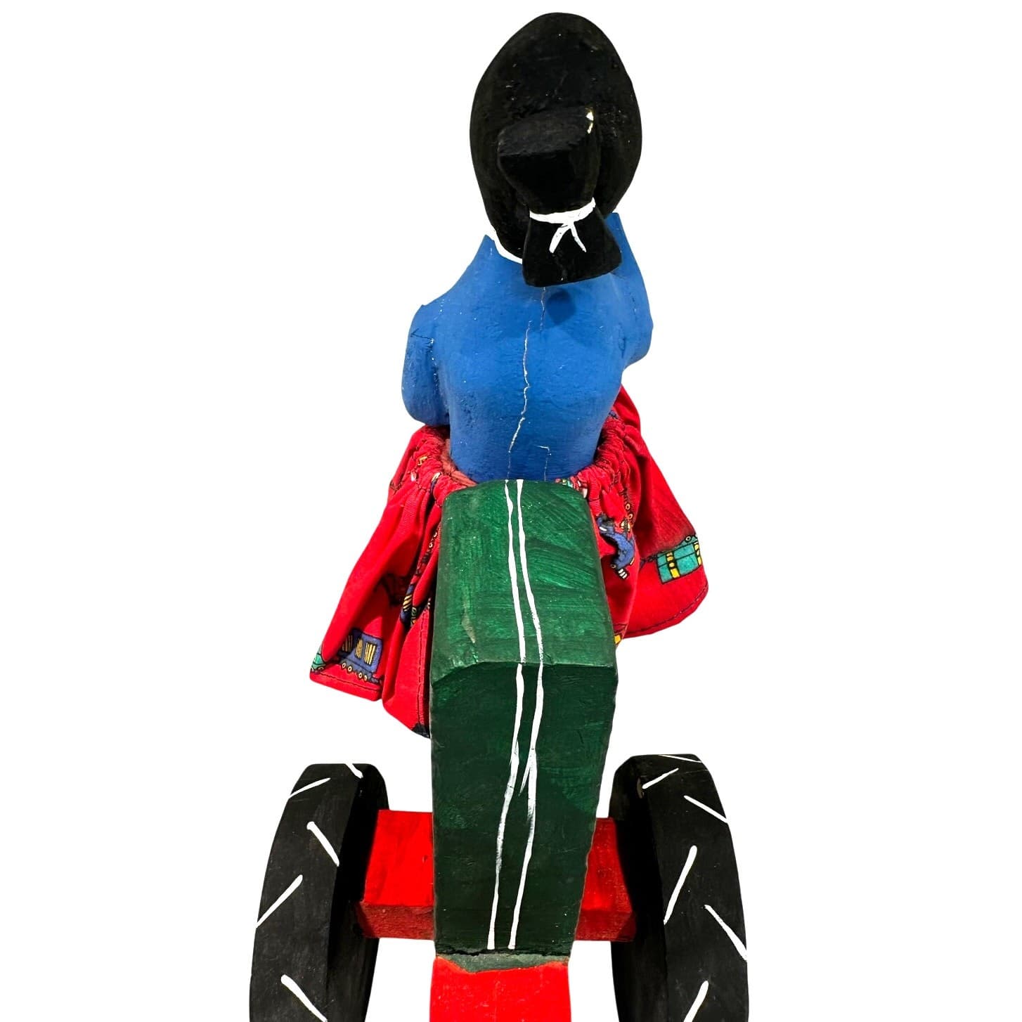 Delbert Buck Navajo Folk Art Wood Carving-Woman and John Deere Tractor-Signed - Thumbnail 7