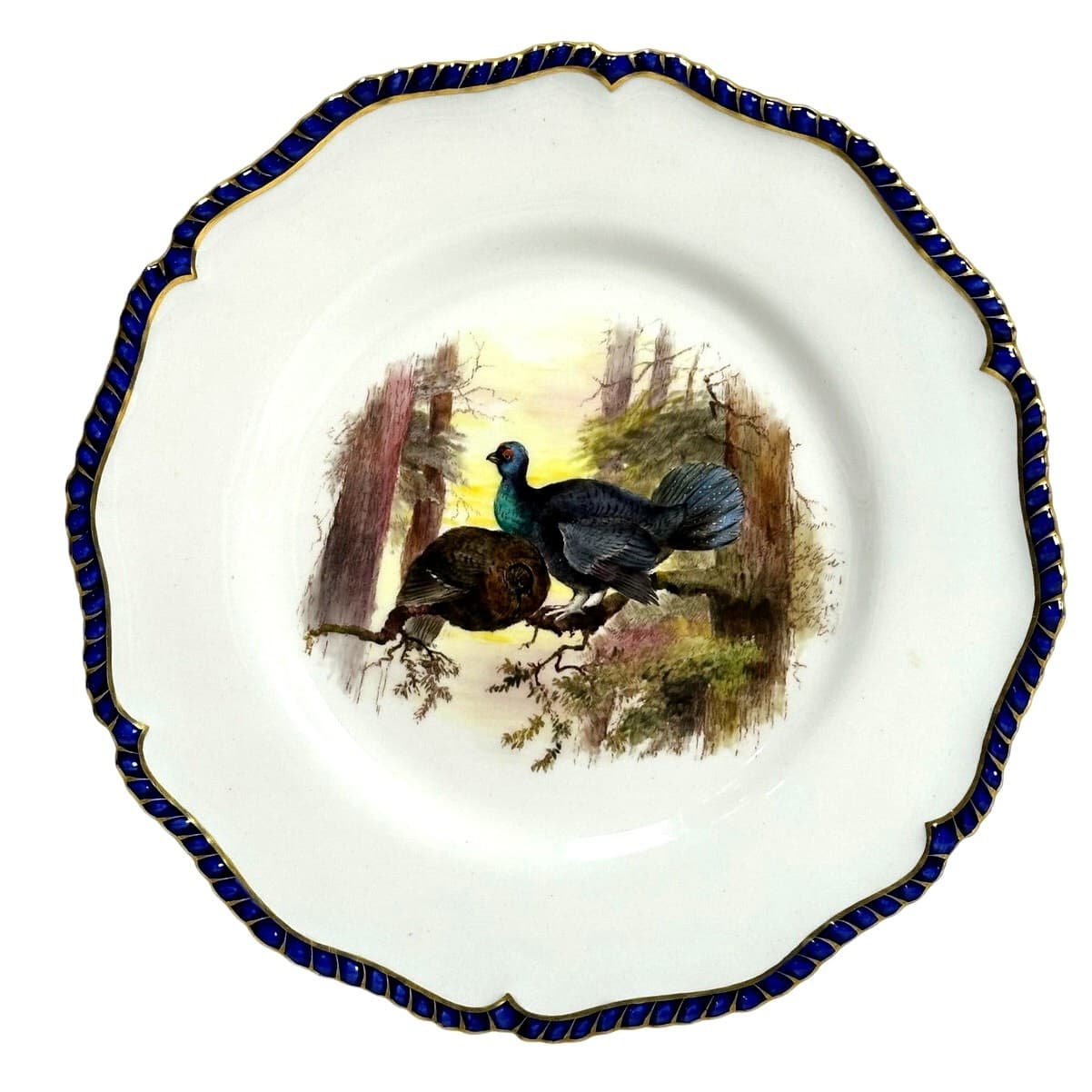 Antique Royal Worcester 1898 George Johnson Hand Painted Game Bird China-17 Pcs - Thumbnail 8
