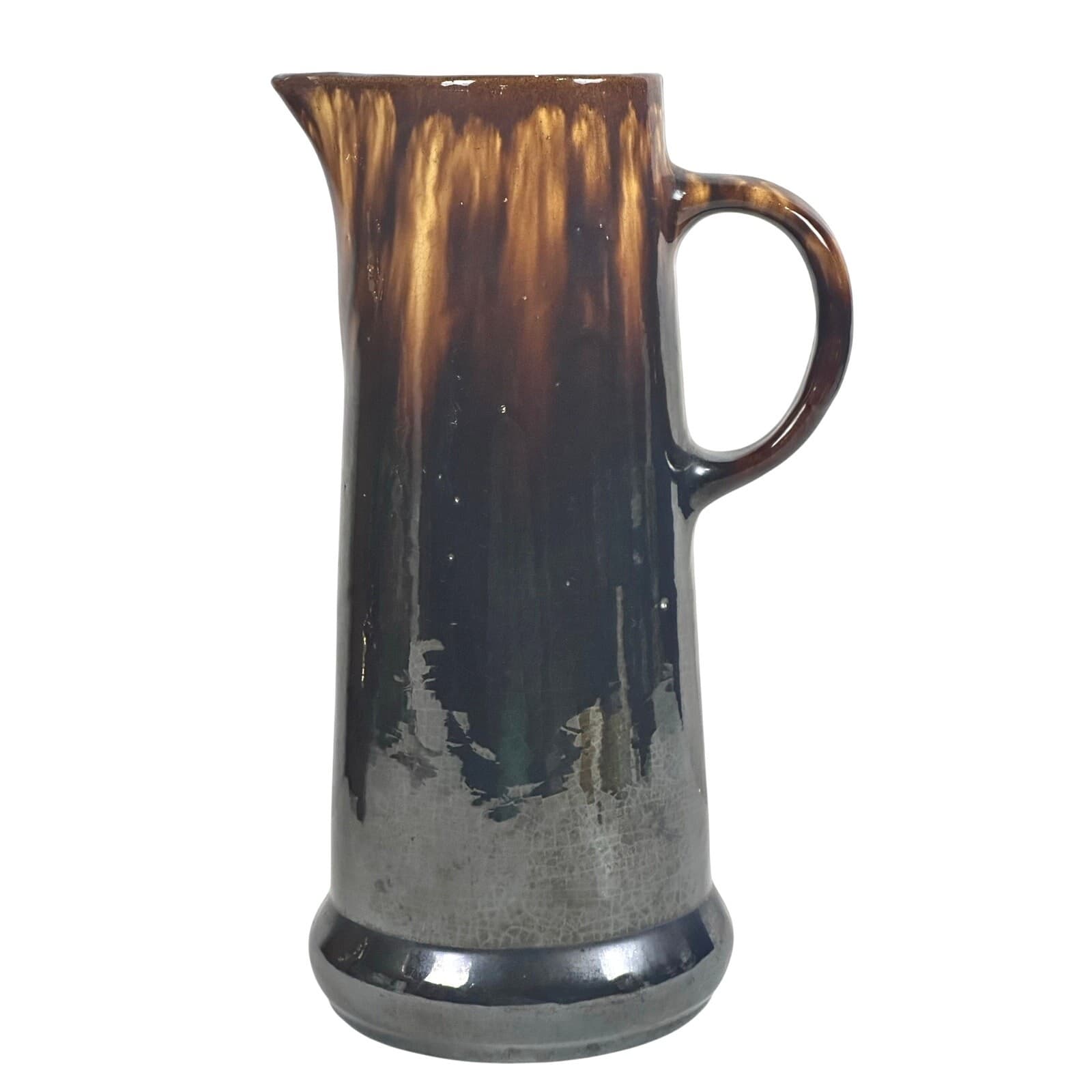 Antique Bennington Rockingham Tall Earthenware Pottery Pitcher-Excellent! - Thumbnail 3