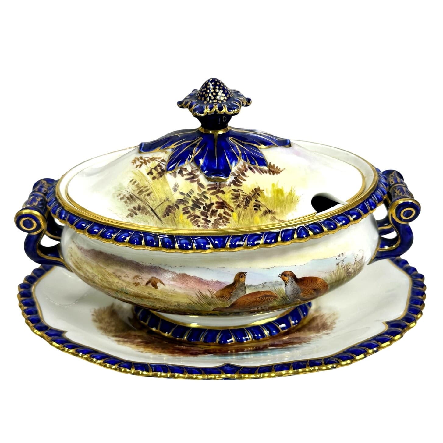 Antique Royal Worcester 1898 George Johnson Hand Painted Game Bird China-17 Pcs - Thumbnail 3