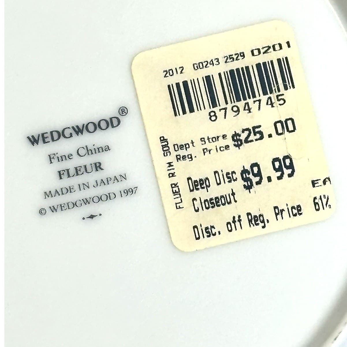 Wedgwood Vintage 1997 "Fleur" 9" Large Rim Soup/Pasta Bowls-Excellent-Set of 6 - Thumbnail 9