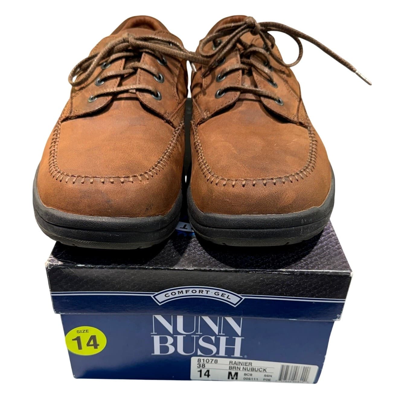 Nunn Bush Rainier Mens Size 14 M Brown Leather Comfort Gel Moc Toe Oxford Shoes - Thumbnail 5