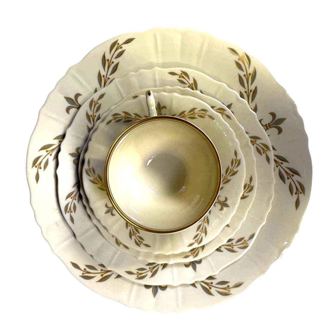 Syracuse Retired 1962-1966 'Fleur De Lis Gray' 5-Piece Place Setting-Rare - Thumbnail 4