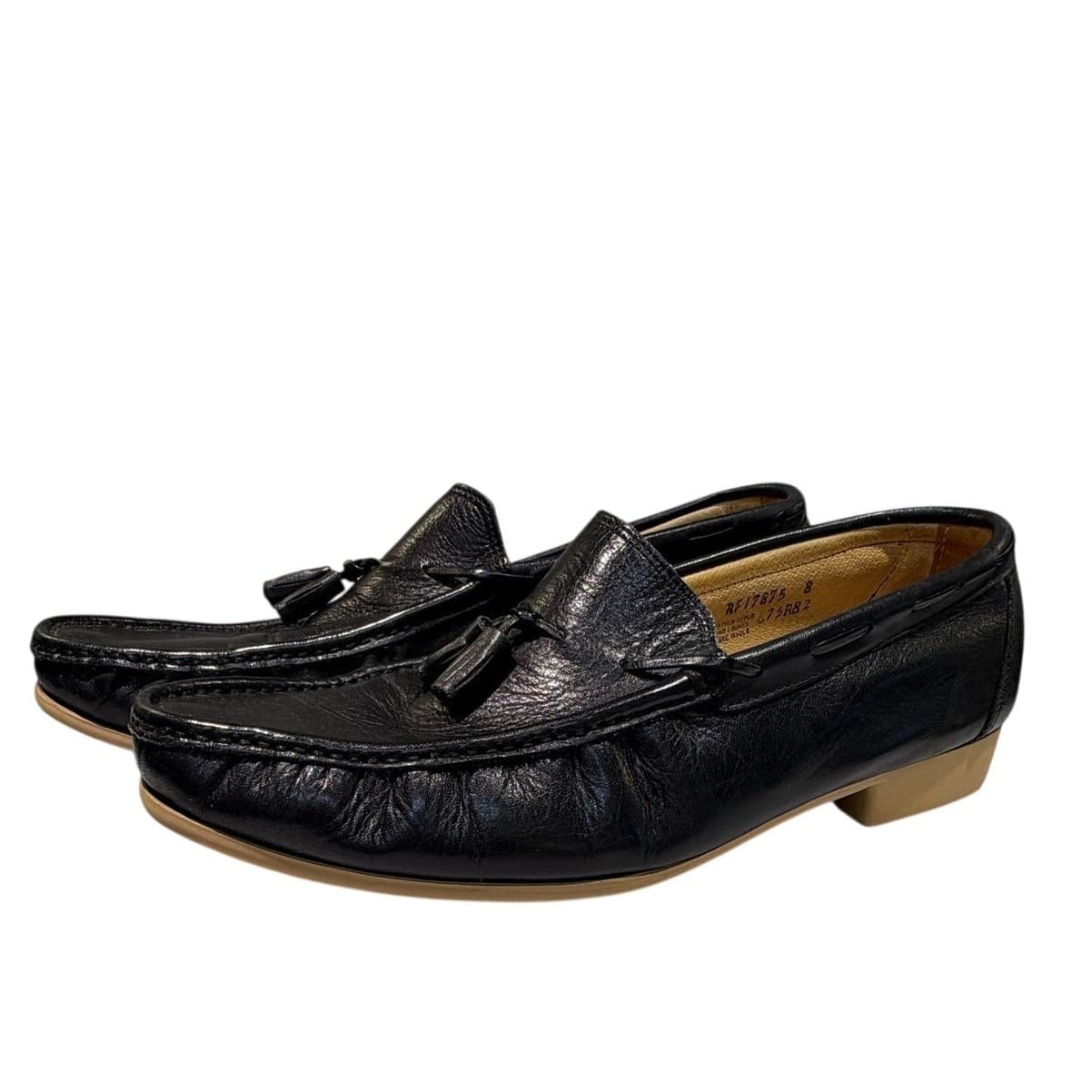 Regal Vintage Pasadena Tassel Loafers Mens 13 D Black Leather Moc Toes Shoes Box - Thumbnail 3